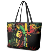 King Of Reggae Legend Bob Leather Tote Bag Rasta Cannabis - Wonder Print Shop