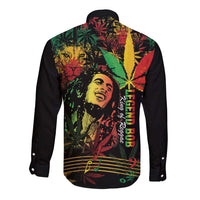 King Of Reggae Legend Bob Long Sleeve Button Shirt Rasta Cannabis - Wonder Print Shop