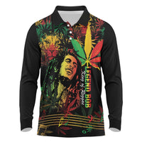 King Of Reggae Legend Bob Long Sleeve Polo Shirt Rasta Cannabis - Wonder Print Shop