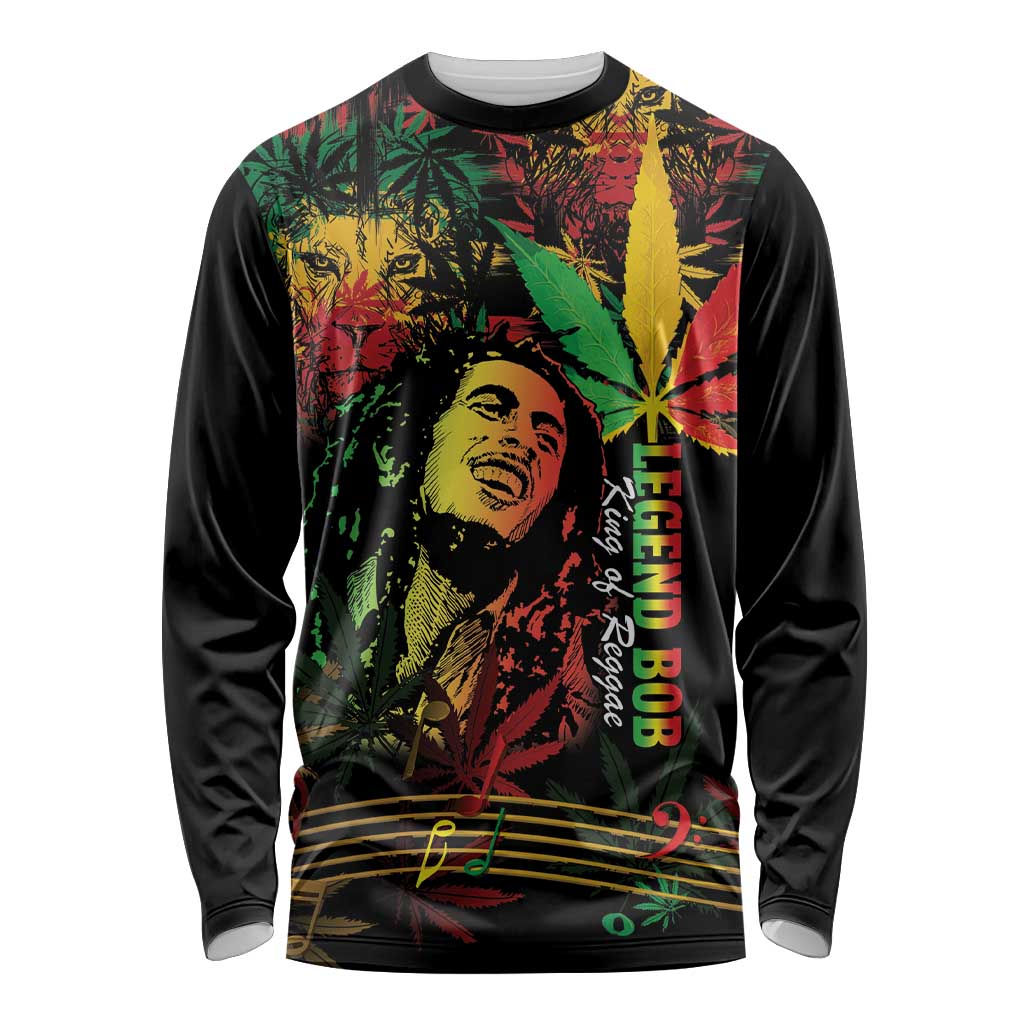 King Of Reggae Legend Bob Long Sleeve Shirt Rasta Cannabis - Wonder Print Shop