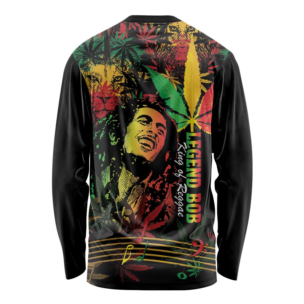 King Of Reggae Legend Bob Long Sleeve Shirt Rasta Cannabis - Wonder Print Shop