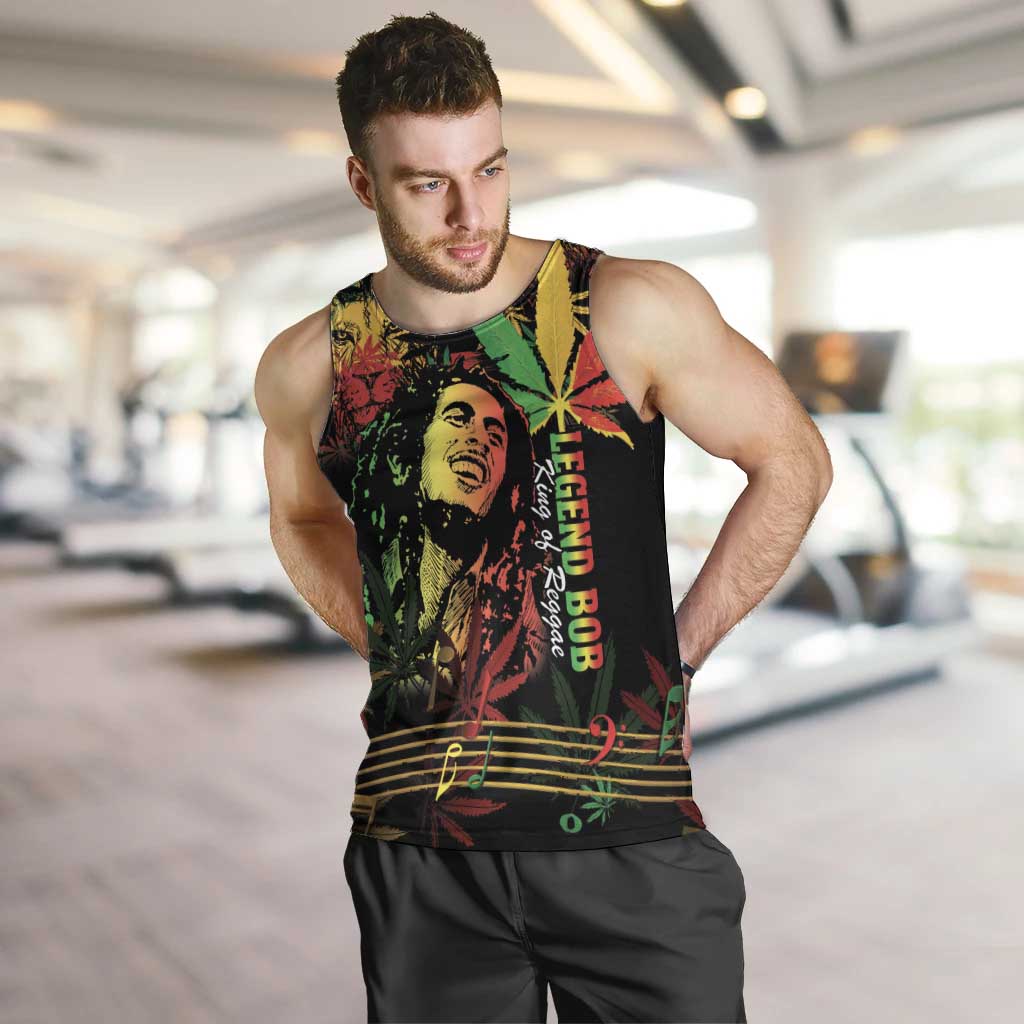 King Of Reggae Legend Bob Men Tank Top Rasta Cannabis - Wonder Print Shop