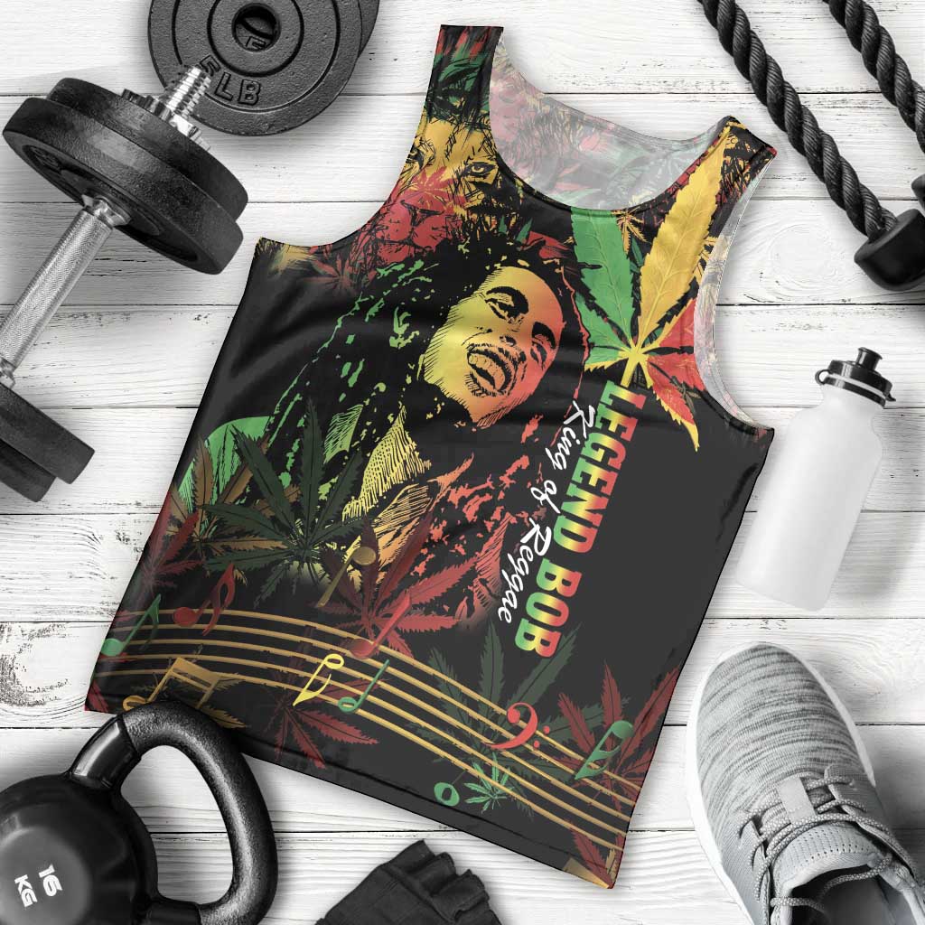King Of Reggae Legend Bob Men Tank Top Rasta Cannabis - Wonder Print Shop
