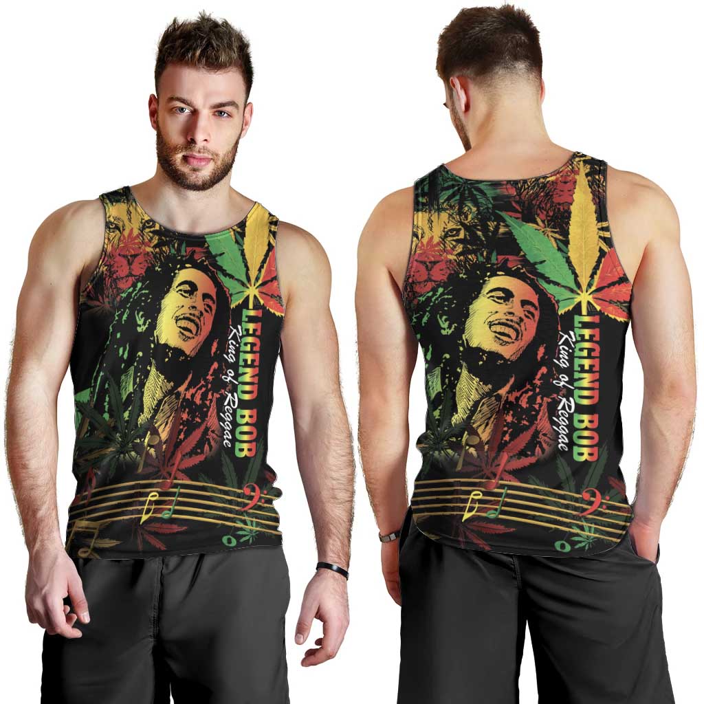 King Of Reggae Legend Bob Men Tank Top Rasta Cannabis - Wonder Print Shop