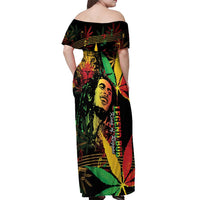 King Of Reggae Legend Bob Off Shoulder Maxi Dress Rasta Cannabis - Wonder Print Shop
