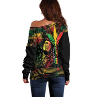 King Of Reggae Legend Bob Off Shoulder Sweater Rasta Cannabis - Wonder Print Shop