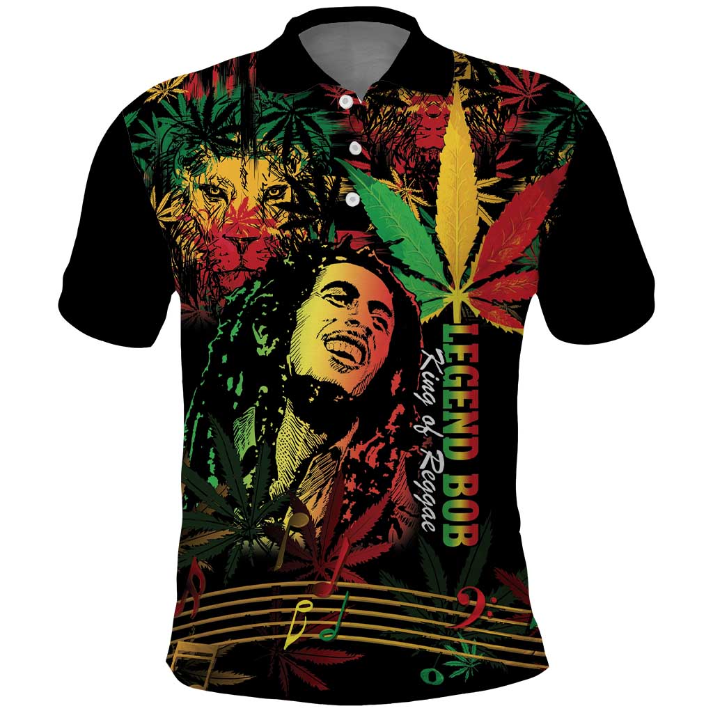 King Of Reggae Legend Bob Polo Shirt Rasta Cannabis - Wonder Print Shop