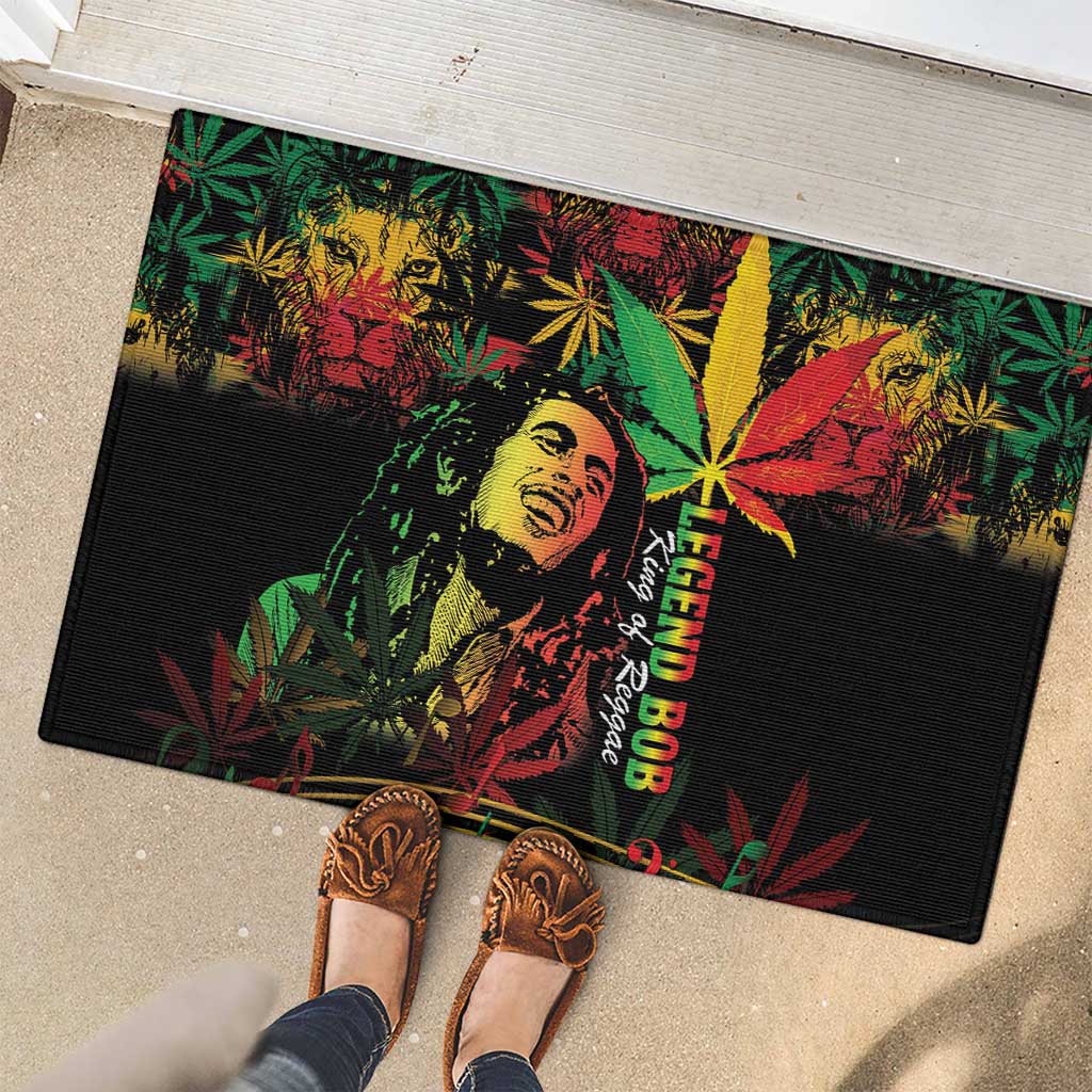 King Of Reggae Legend Bob Rubber Doormat Rasta Cannabis - Wonder Print Shop