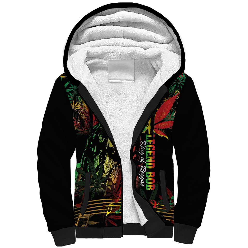 King Of Reggae Legend Bob Sherpa Hoodie Rasta Cannabis - Wonder Print Shop