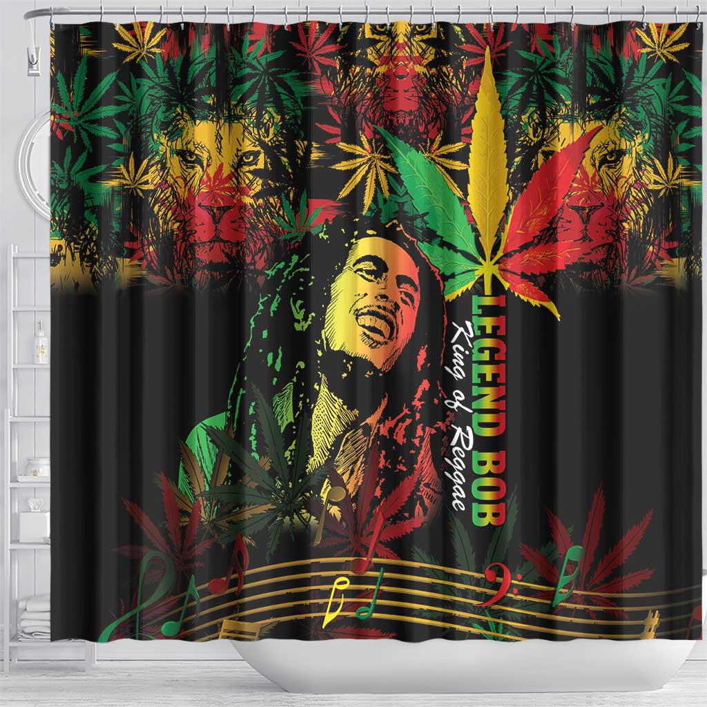 King Of Reggae Legend Bob Shower Curtain Rasta Cannabis - Wonder Print Shop
