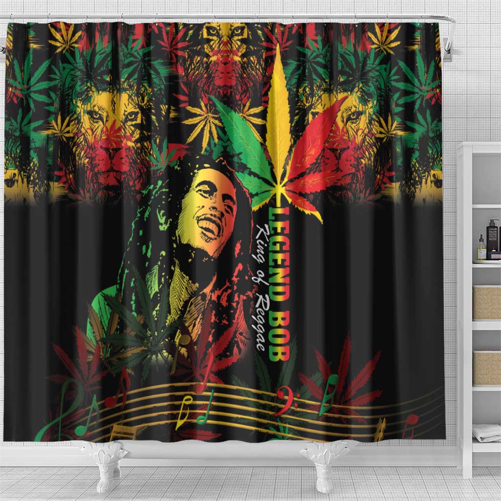 King Of Reggae Legend Bob Shower Curtain Rasta Cannabis - Wonder Print Shop