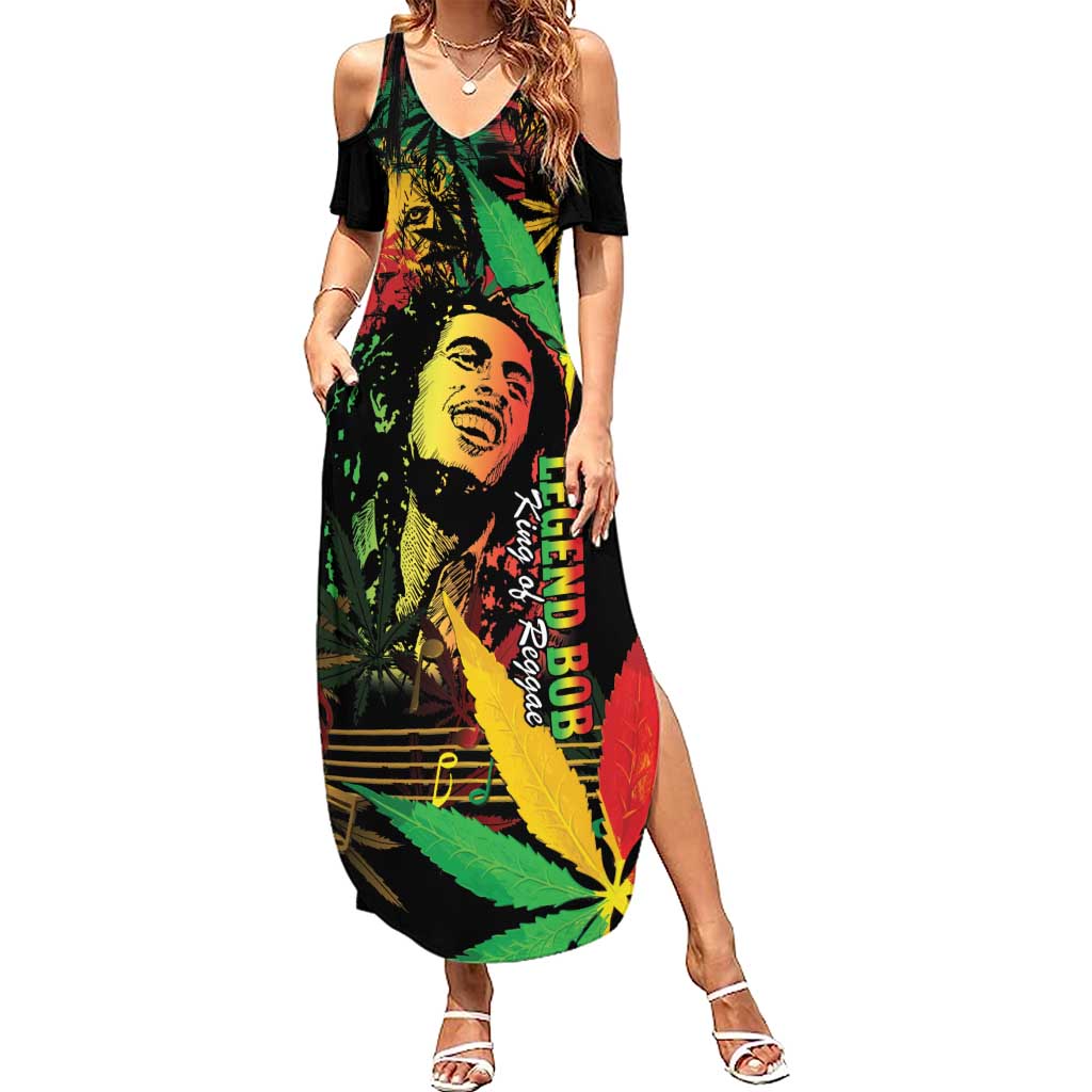 King Of Reggae Legend Bob Summer Maxi Dress Rasta Cannabis - Wonder Print Shop