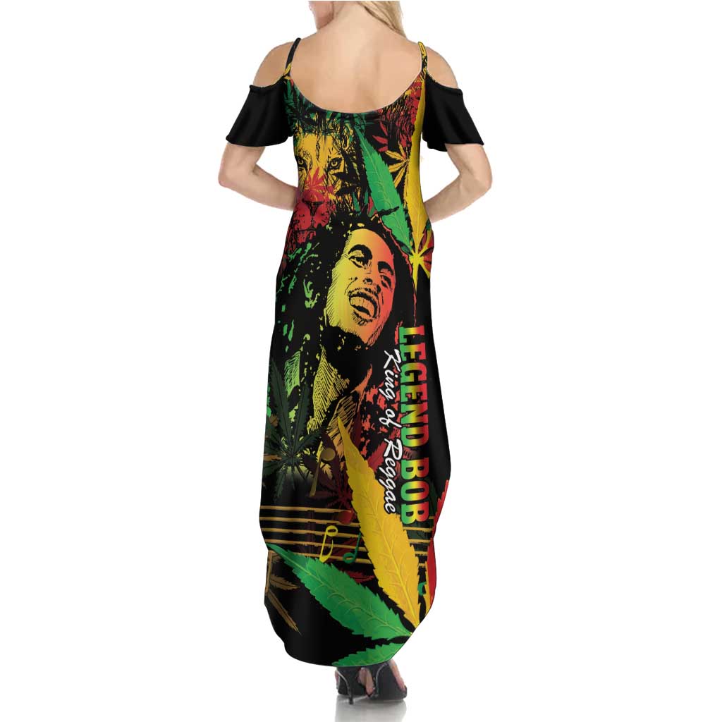 King Of Reggae Legend Bob Summer Maxi Dress Rasta Cannabis - Wonder Print Shop
