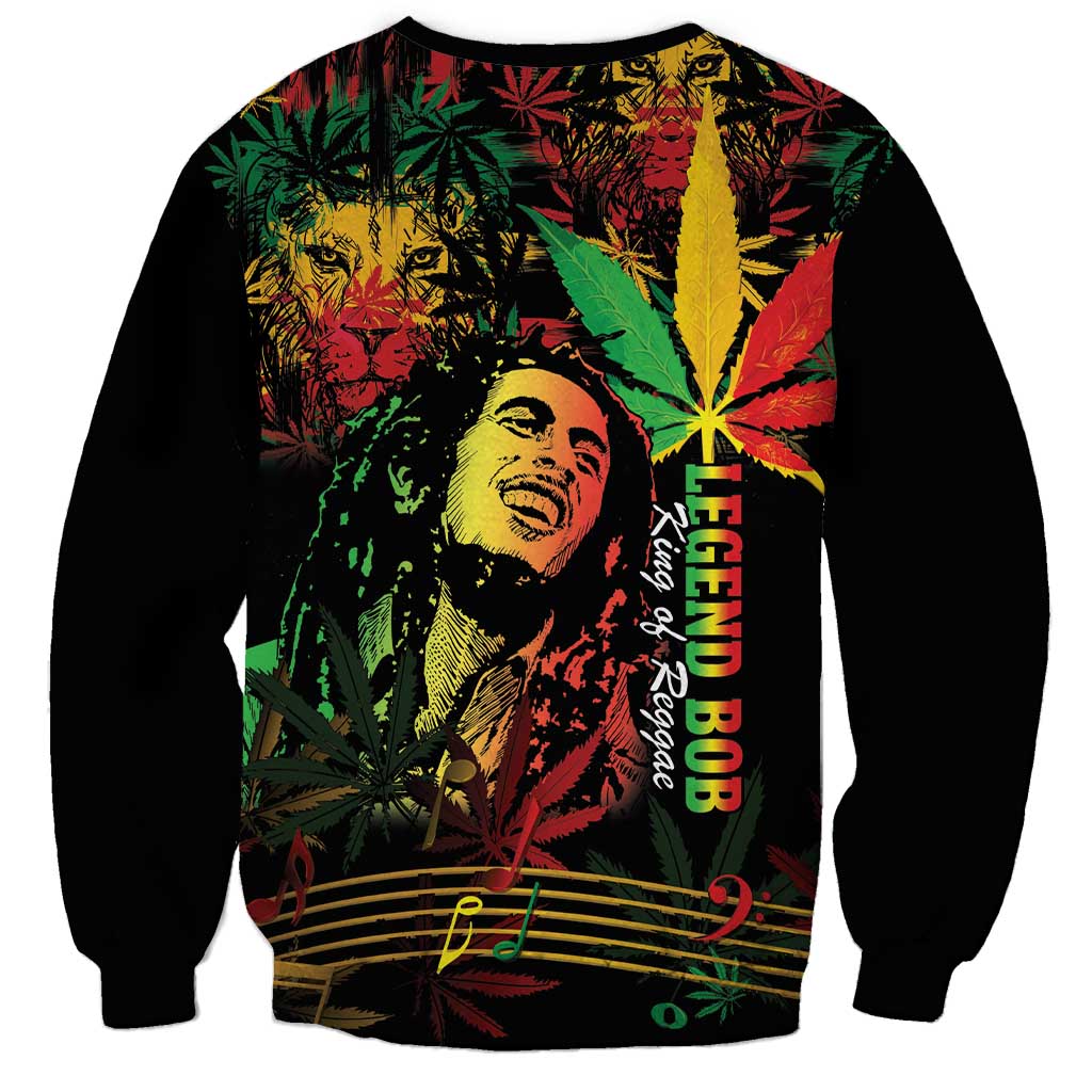 King Of Reggae Legend Bob Sweatshirt Rasta Cannabis - Wonder Print Shop