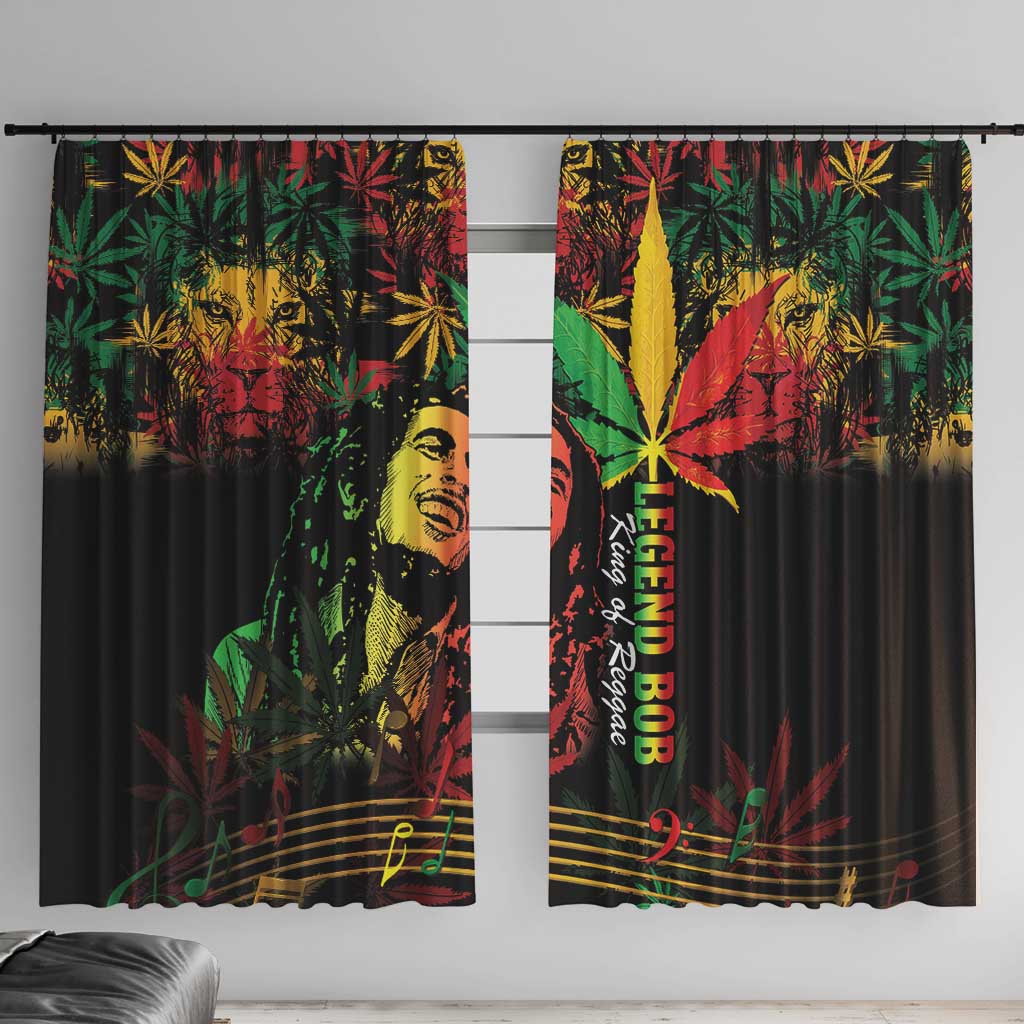 King Of Reggae Legend Bob Window Curtain Rasta Cannabis - Wonder Print Shop