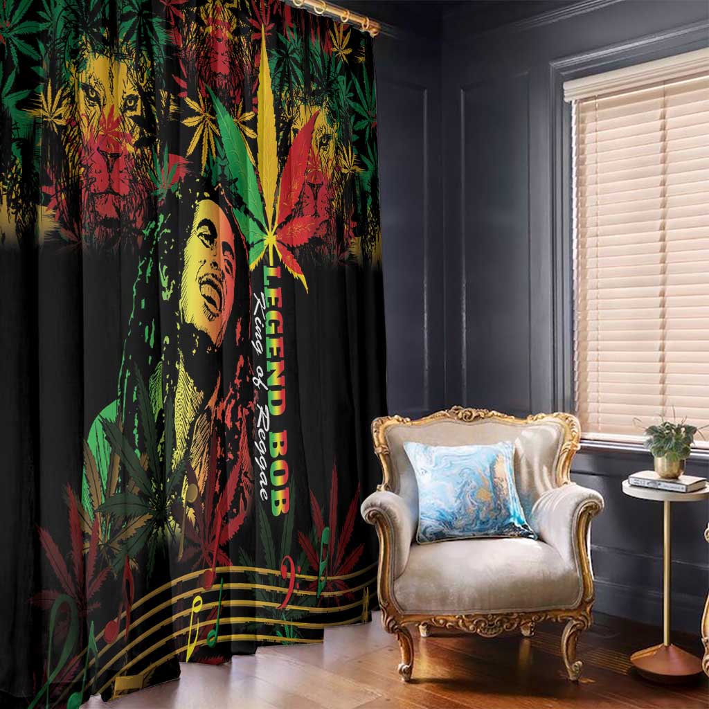 King Of Reggae Legend Bob Window Curtain Rasta Cannabis - Wonder Print Shop