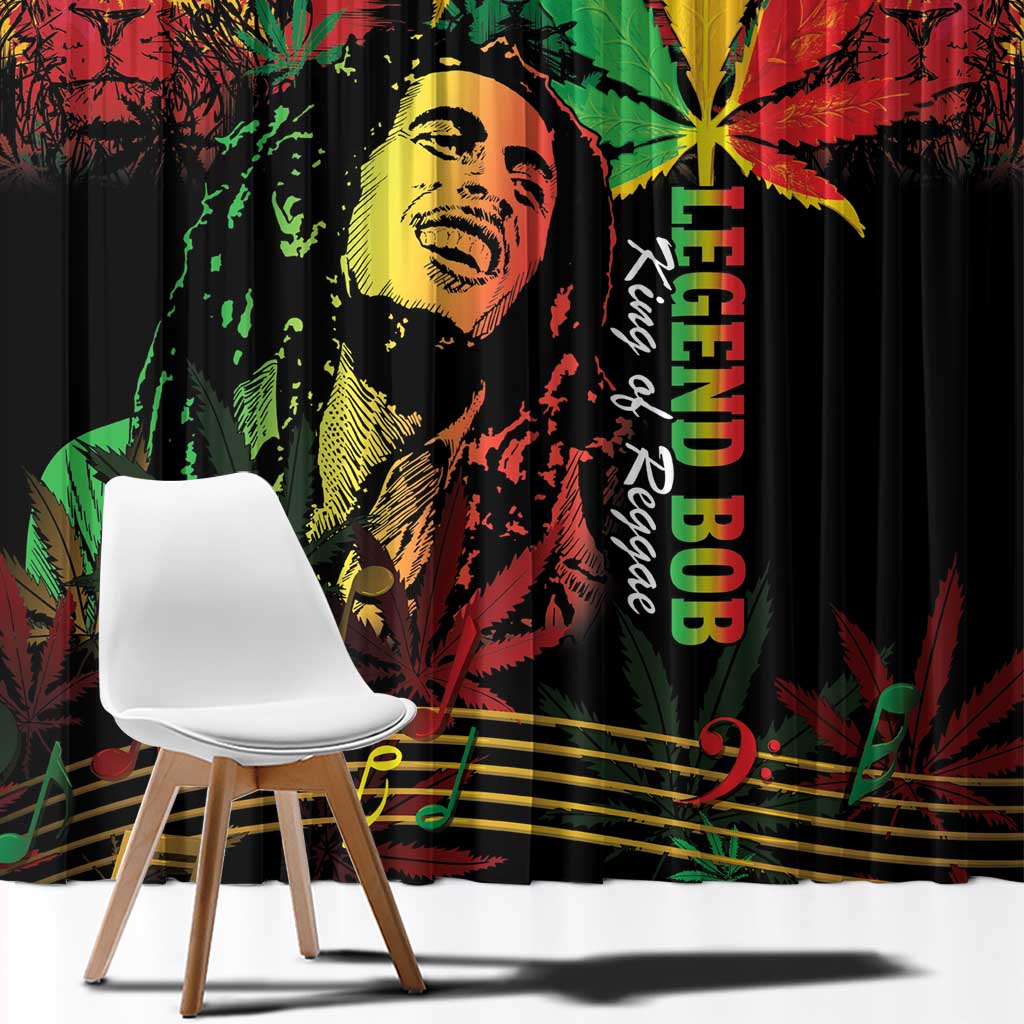 King Of Reggae Legend Bob Window Curtain Rasta Cannabis - Wonder Print Shop