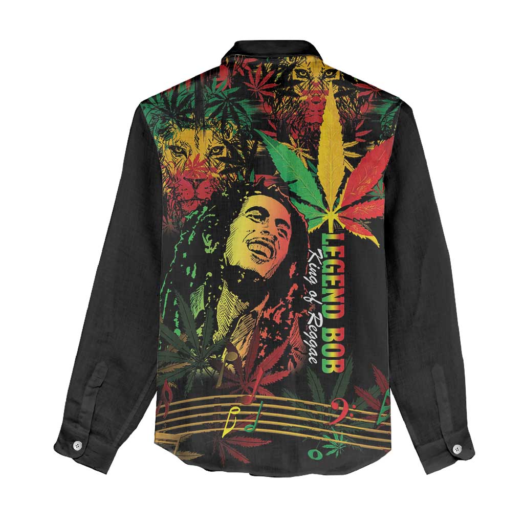 King Of Reggae Legend Bob Women Casual Shirt Rasta Cannabis - Wonder Print Shop