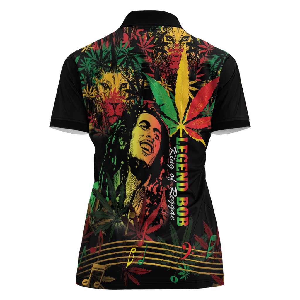 King Of Reggae Legend Bob Women Polo Shirt Rasta Cannabis - Wonder Print Shop