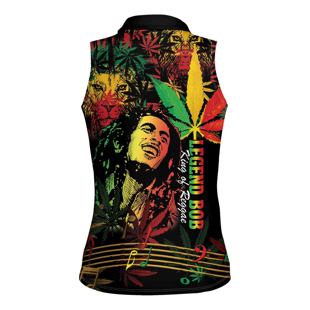 King Of Reggae Legend Bob Women Sleeveless Polo Shirt Rasta Cannabis - Wonder Print Shop