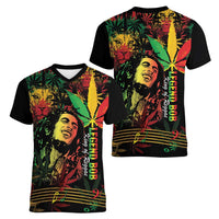 King Of Reggae Legend Bob Women V-Neck T-Shirt Rasta Cannabis - Wonder Print Shop