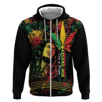King Of Reggae Legend Bob Zip Hoodie Rasta Cannabis - Wonder Print Shop