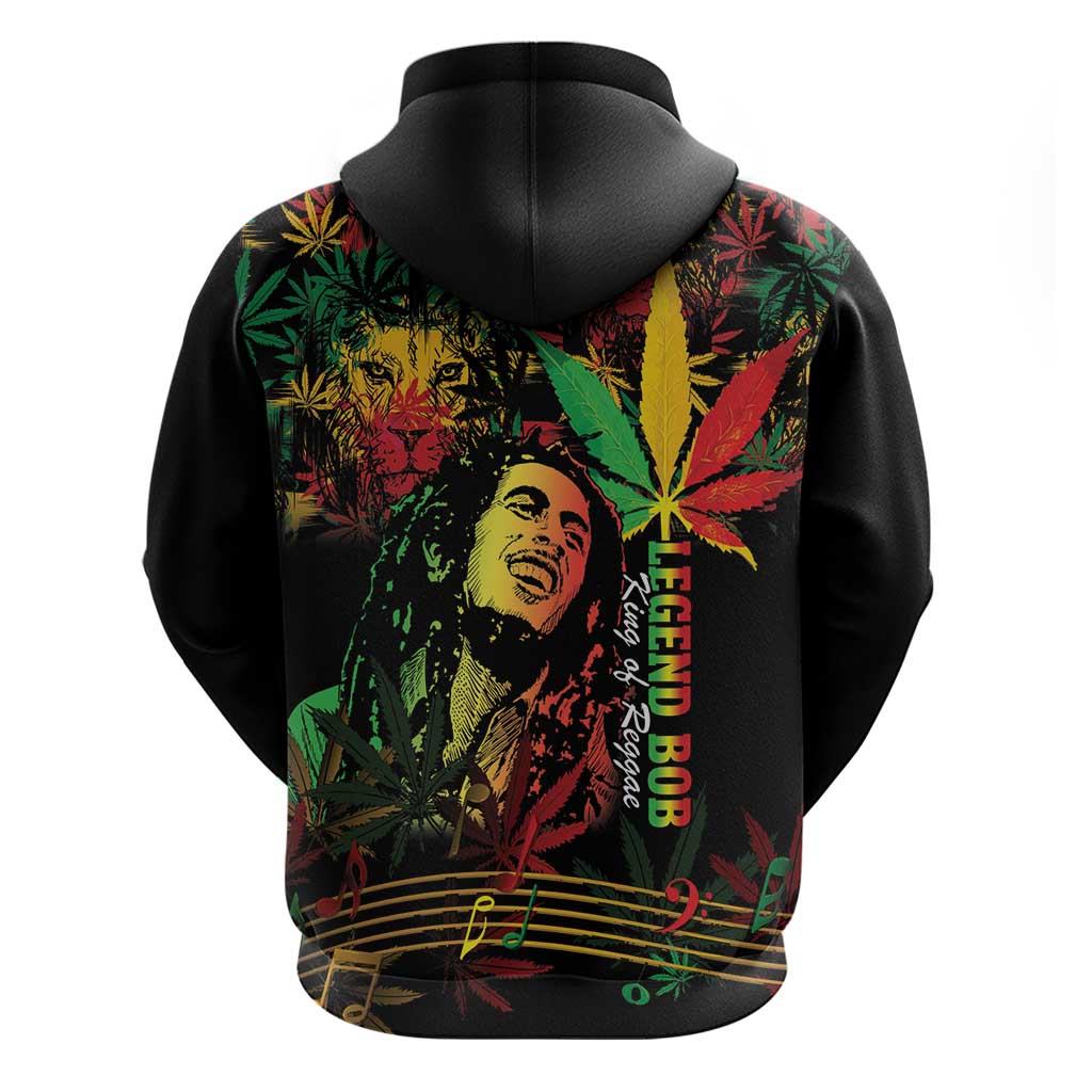 King Of Reggae Legend Bob Zip Hoodie Rasta Cannabis - Wonder Print Shop