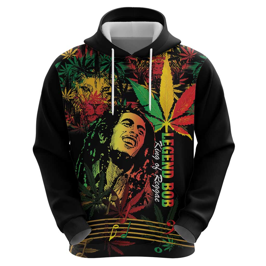 King Of Reggae Legend Bob Zip Hoodie Rasta Cannabis - Wonder Print Shop