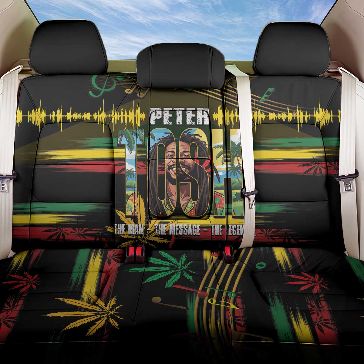 Jamaica Reggae Legend Tosh Back Car Seat Cover Cannabis Pattern - Wonder Print Shop
