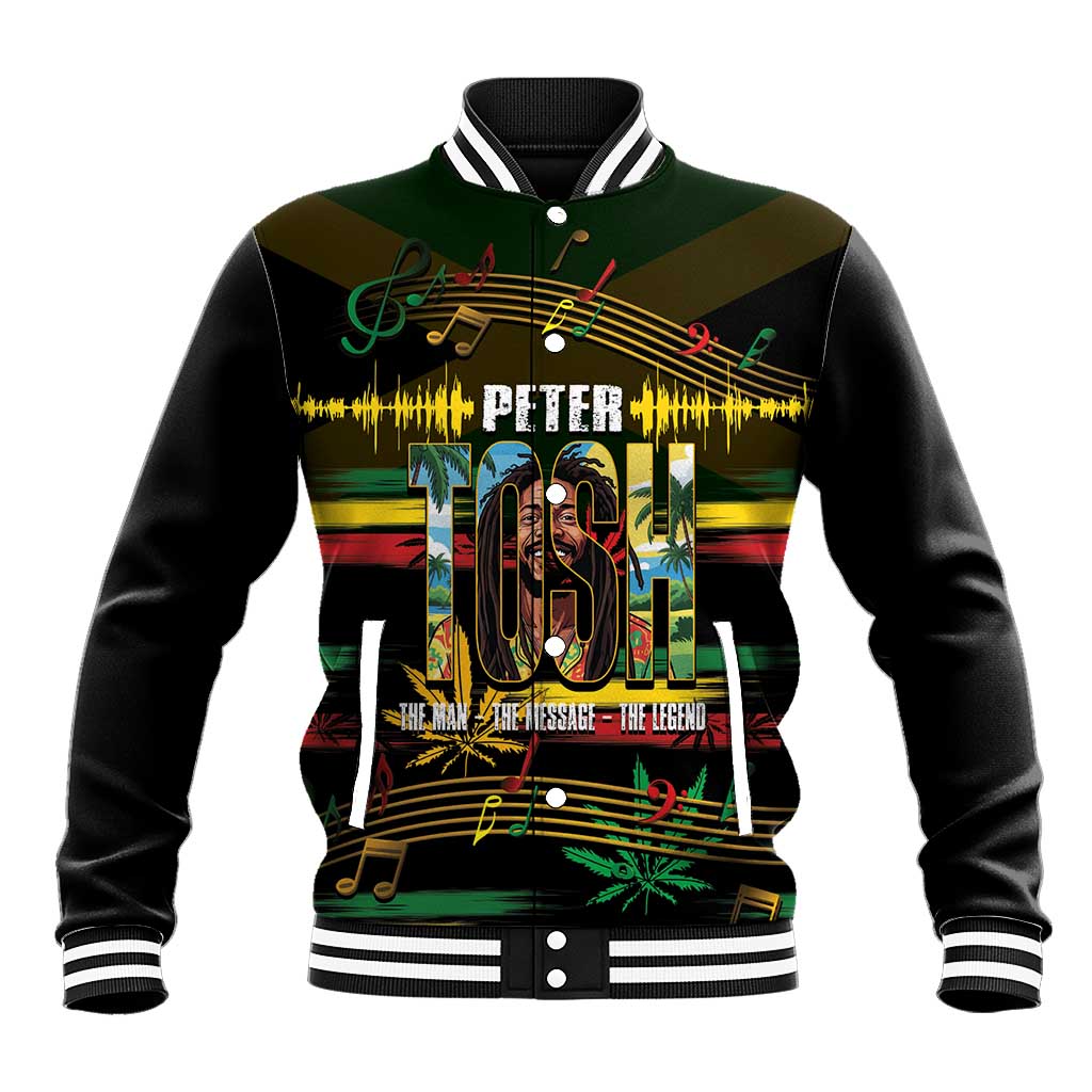 Jamaica Reggae Legend Tosh Baseball Jacket Cannabis Pattern - Wonder Print Shop