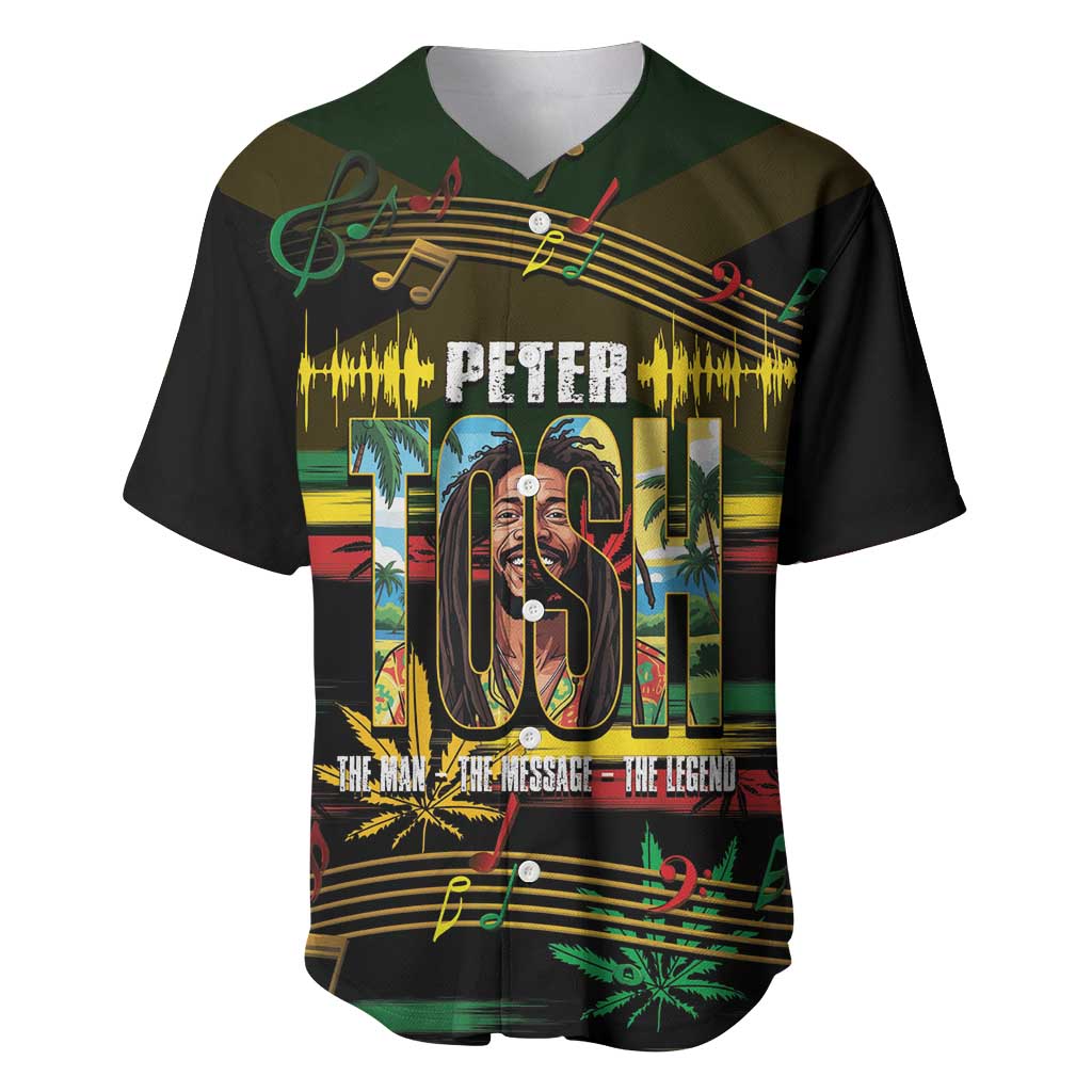 Jamaica Reggae Legend Tosh Baseball Jersey Cannabis Pattern - Wonder Print Shop