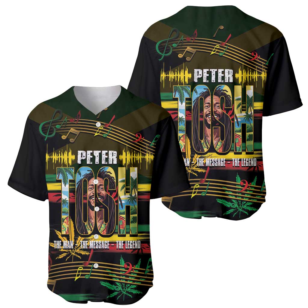 Jamaica Reggae Legend Tosh Baseball Jersey Cannabis Pattern - Wonder Print Shop