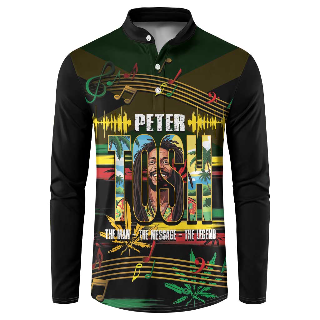 Jamaica Reggae Legend Tosh Button Sweatshirt Cannabis Pattern - Wonder Print Shop