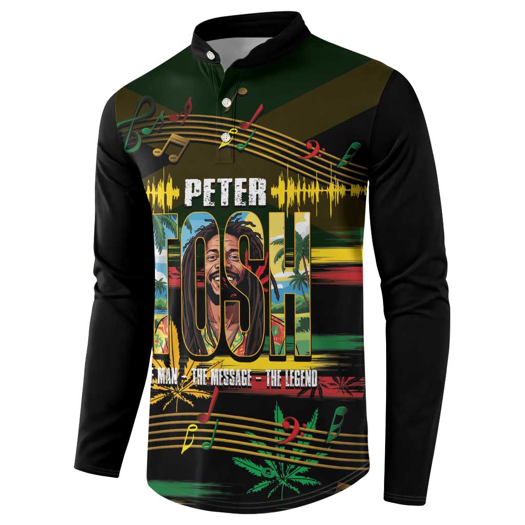 Jamaica Reggae Legend Tosh Button Sweatshirt Cannabis Pattern - Wonder Print Shop