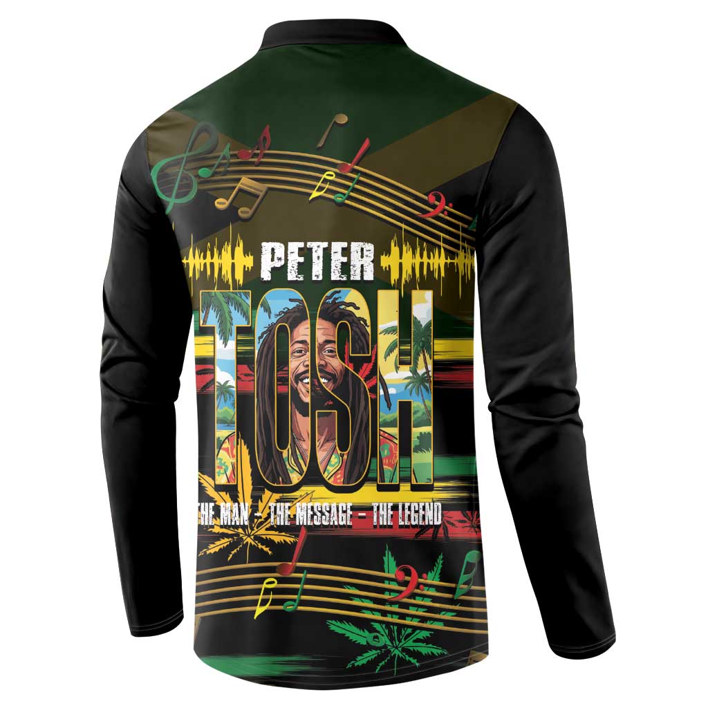 Jamaica Reggae Legend Tosh Button Sweatshirt Cannabis Pattern - Wonder Print Shop