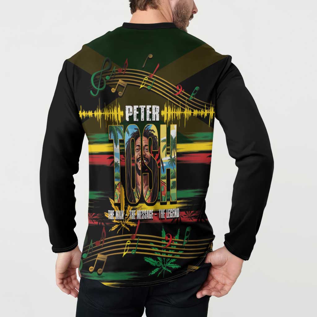 Jamaica Reggae Legend Tosh Button Sweatshirt Cannabis Pattern - Wonder Print Shop