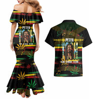 Jamaica Reggae Legend Tosh Couples Matching Mermaid Dress and Hawaiian Shirt Cannabis Pattern - Wonder Print Shop