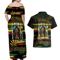 Jamaica Reggae Legend Tosh Couples Matching Off Shoulder Maxi Dress and Hawaiian Shirt Cannabis Pattern - Wonder Print Shop