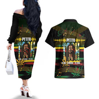 Jamaica Reggae Legend Tosh Couples Matching Off The Shoulder Long Sleeve Dress and Hawaiian Shirt Cannabis Pattern - Wonder Print Shop