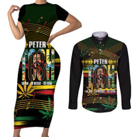 Jamaica Reggae Legend Tosh Couples Matching Short Sleeve Bodycon Dress and Long Sleeve Button Shirt Cannabis Pattern - Wonder Print Shop