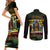 Jamaica Reggae Legend Tosh Couples Matching Short Sleeve Bodycon Dress and Long Sleeve Button Shirt Cannabis Pattern - Wonder Print Shop