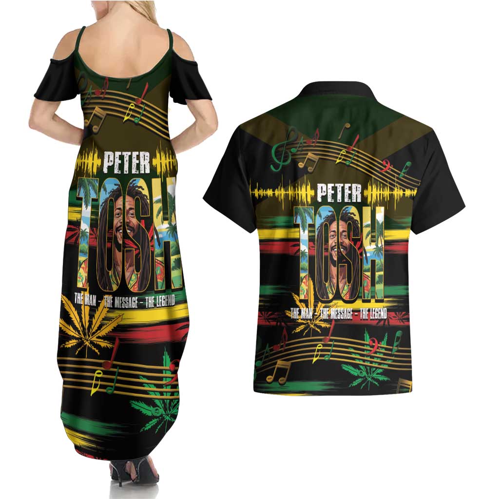 Jamaica Reggae Legend Tosh Couples Matching Summer Maxi Dress and Hawaiian Shirt Cannabis Pattern - Wonder Print Shop