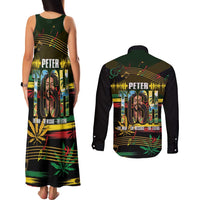 Jamaica Reggae Legend Tosh Couples Matching Tank Maxi Dress and Long Sleeve Button Shirt Cannabis Pattern - Wonder Print Shop