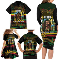 Jamaica Reggae Legend Tosh Family Matching Long Sleeve Bodycon Dress and Hawaiian Shirt Cannabis Pattern - Wonder Print Shop