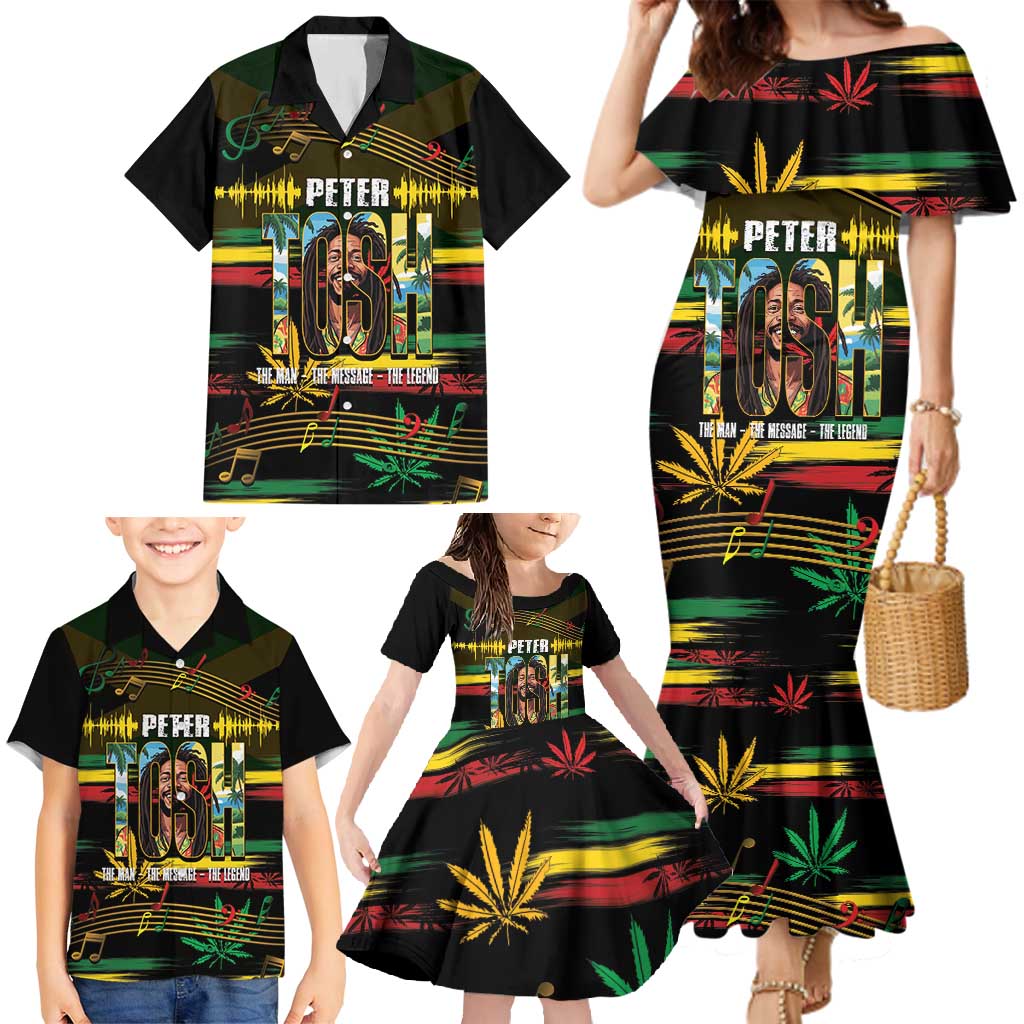 Jamaica Reggae Legend Tosh Family Matching Mermaid Dress and Hawaiian Shirt Cannabis Pattern - Wonder Print Shop