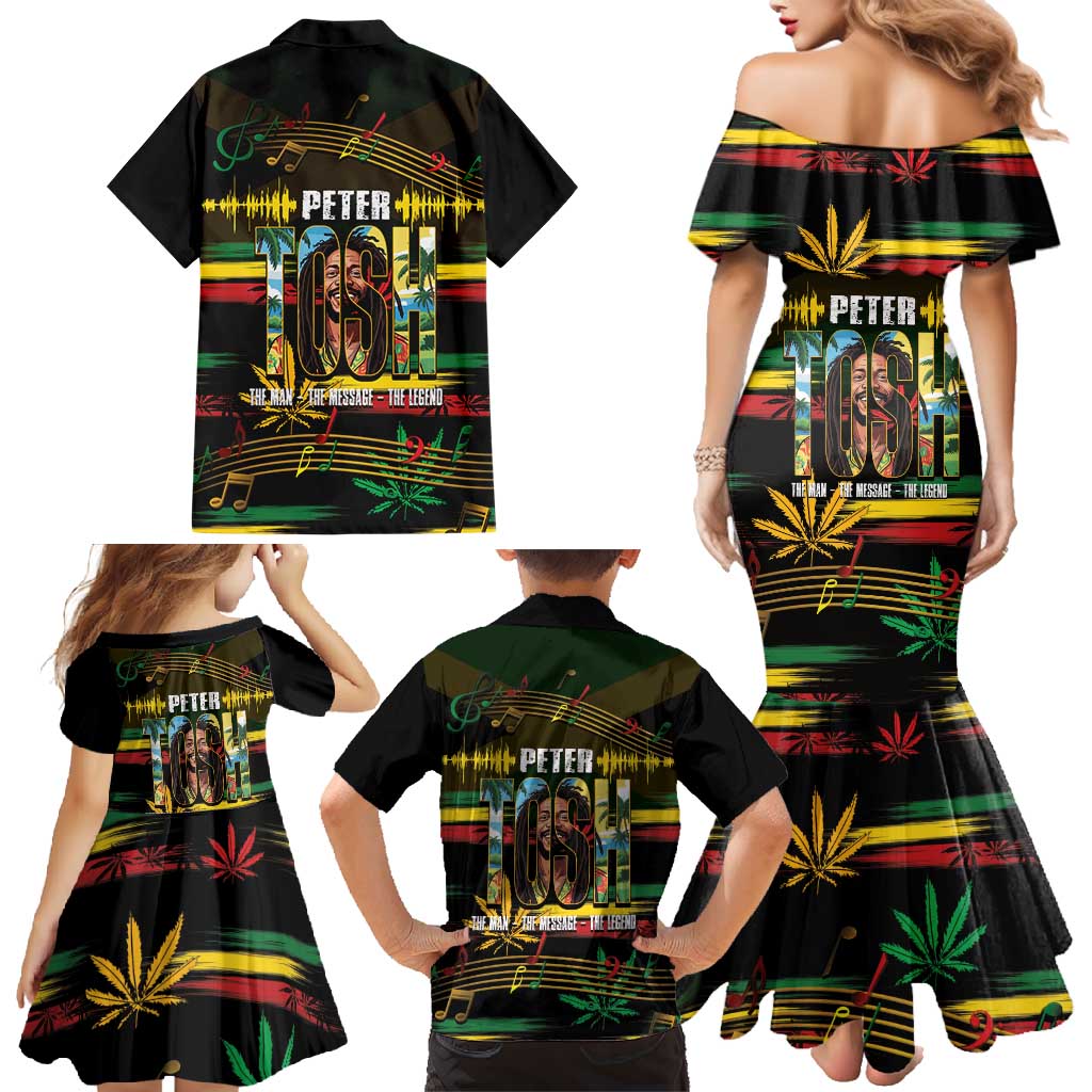 Jamaica Reggae Legend Tosh Family Matching Mermaid Dress and Hawaiian Shirt Cannabis Pattern - Wonder Print Shop