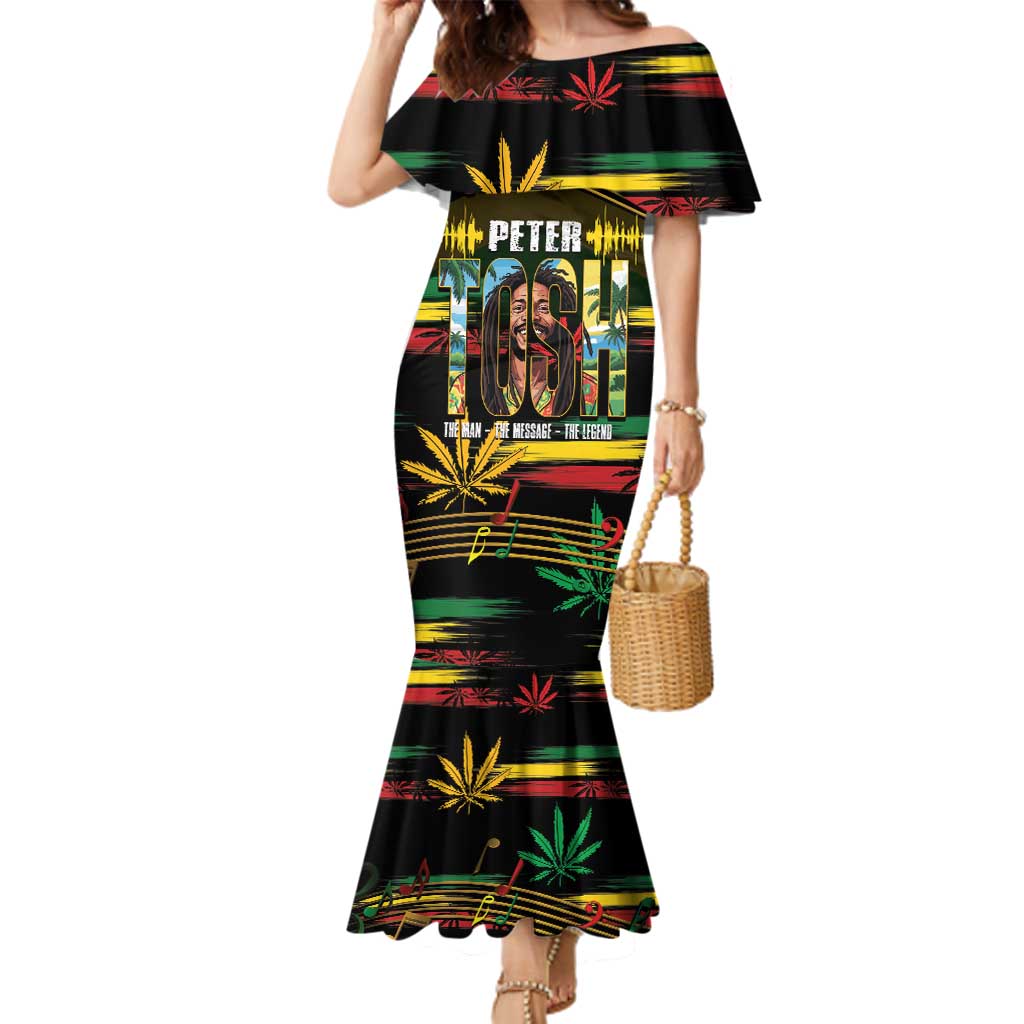 Jamaica Reggae Legend Tosh Family Matching Mermaid Dress and Hawaiian Shirt Cannabis Pattern - Wonder Print Shop