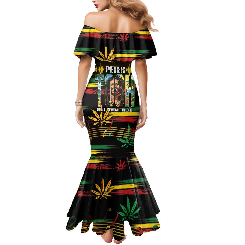 Jamaica Reggae Legend Tosh Family Matching Mermaid Dress and Hawaiian Shirt Cannabis Pattern - Wonder Print Shop