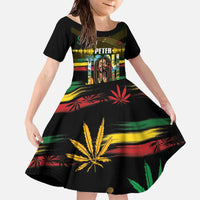 Jamaica Reggae Legend Tosh Family Matching Off The Shoulder Long Sleeve Dress and Hawaiian Shirt Cannabis Pattern - Wonder Print Shop