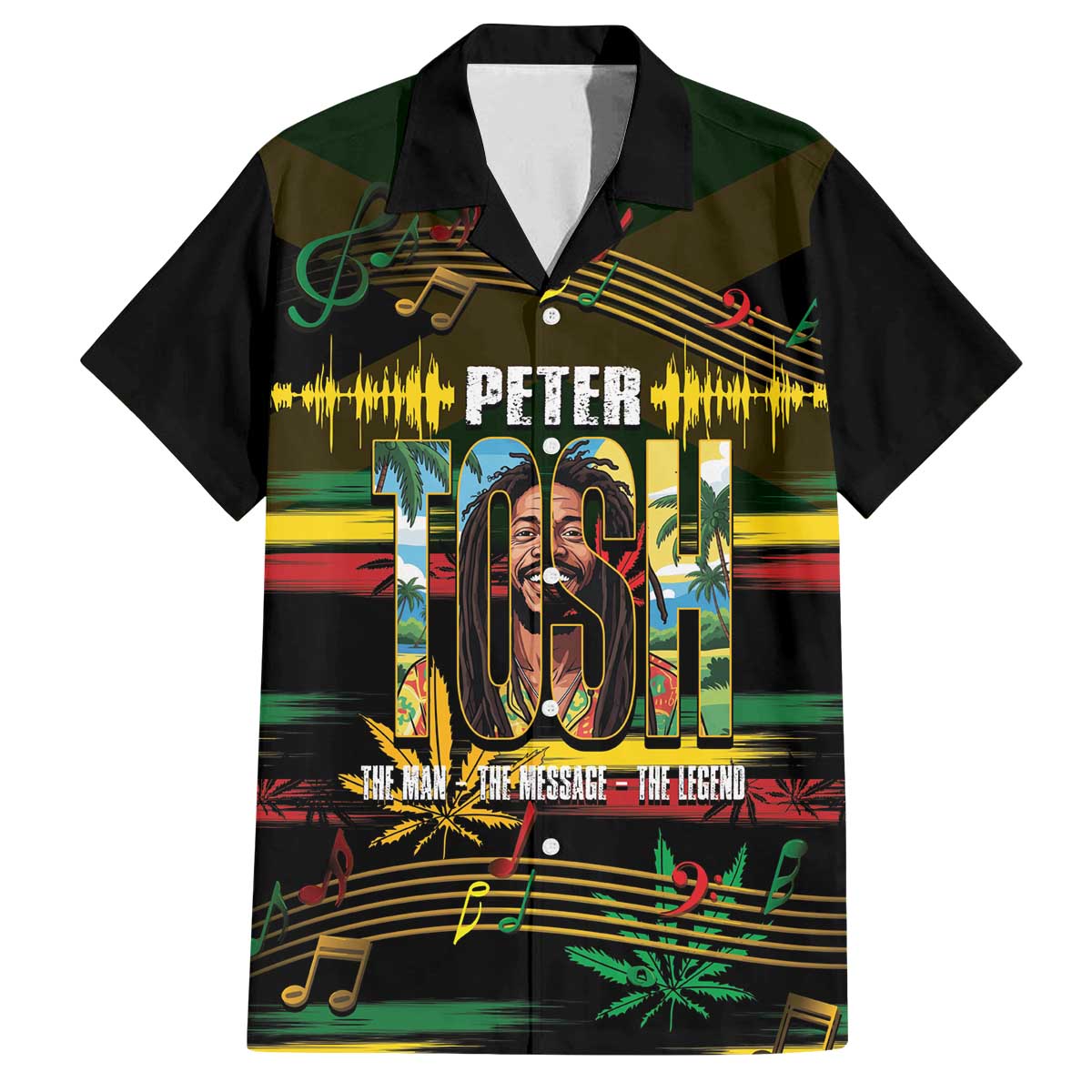 Jamaica Reggae Legend Tosh Family Matching Off The Shoulder Long Sleeve Dress and Hawaiian Shirt Cannabis Pattern - Wonder Print Shop